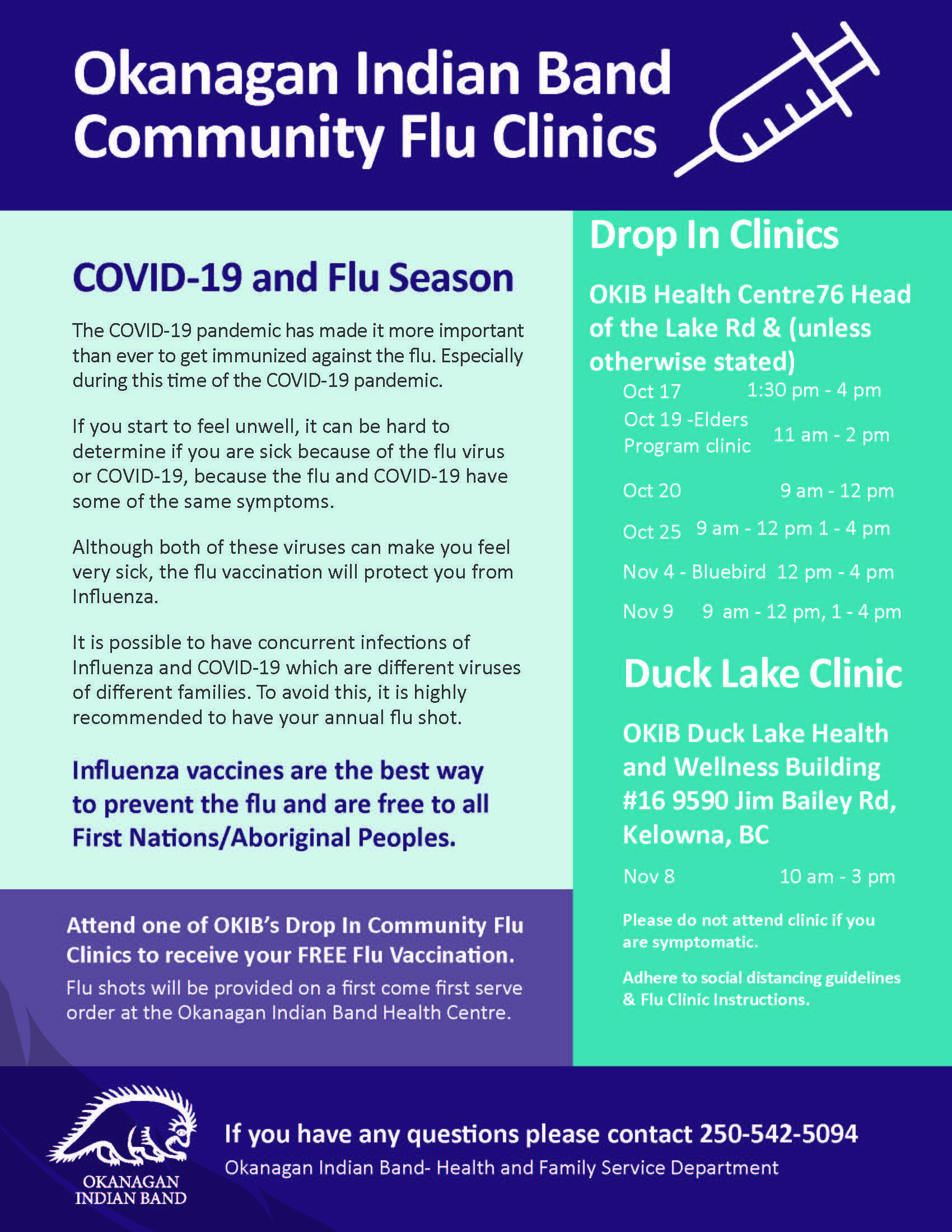 Okanagan Indian Band Community Flu & COVID-19 Clinics