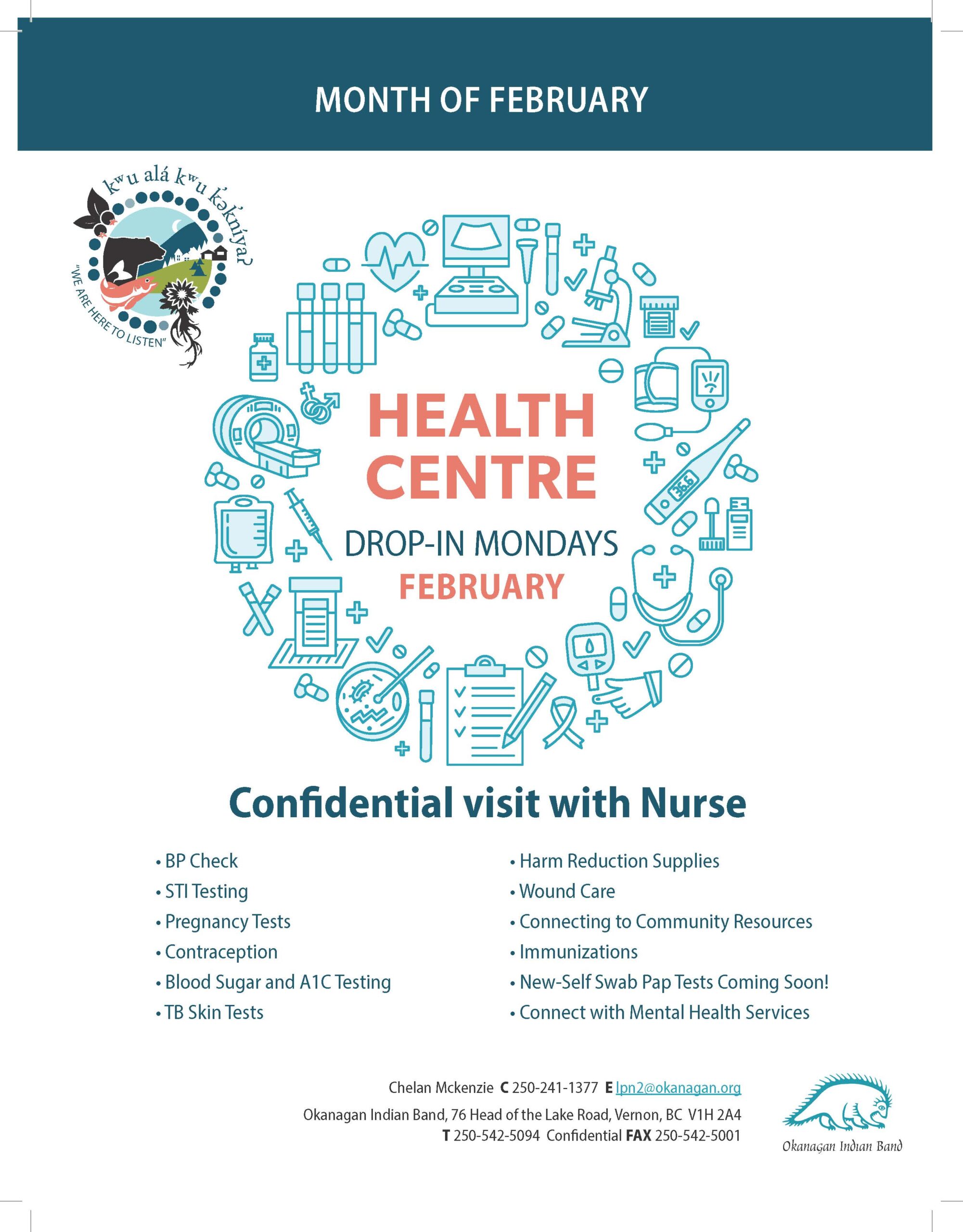 Health Center drop in Mondays (February)