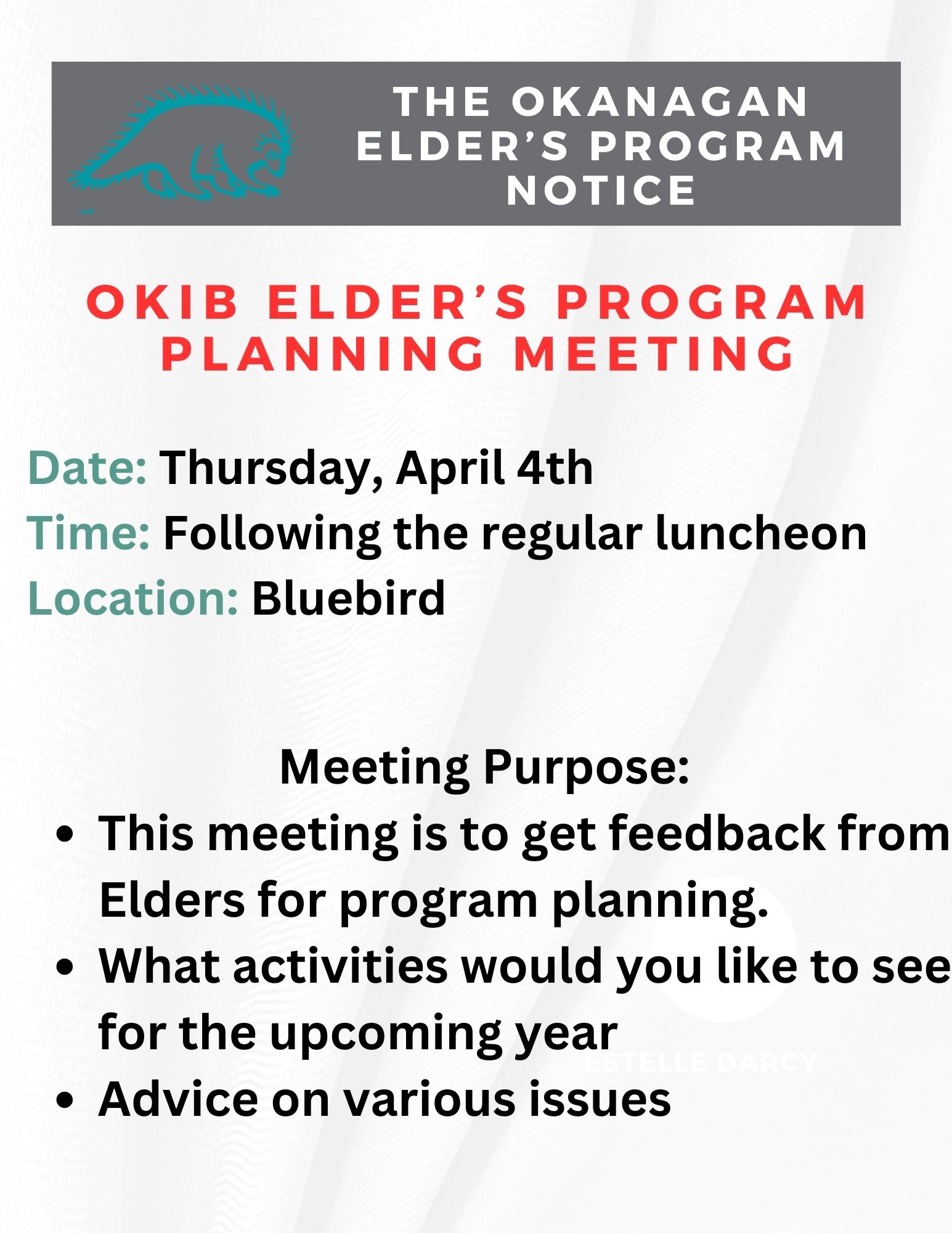 Reminder: OKIB Elders Program Planning Meeting