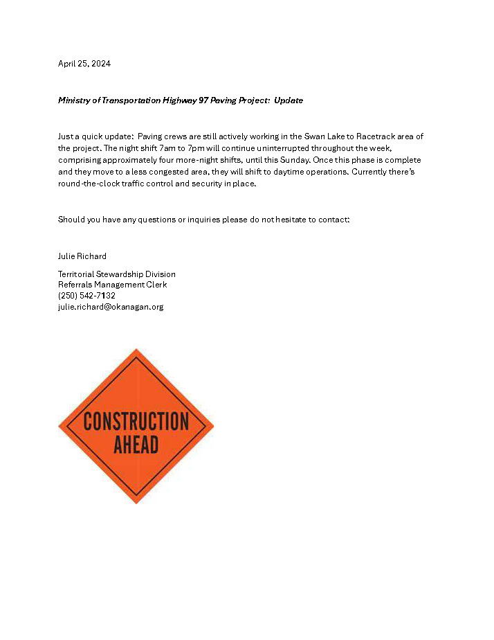 Hwy 97 paving project update