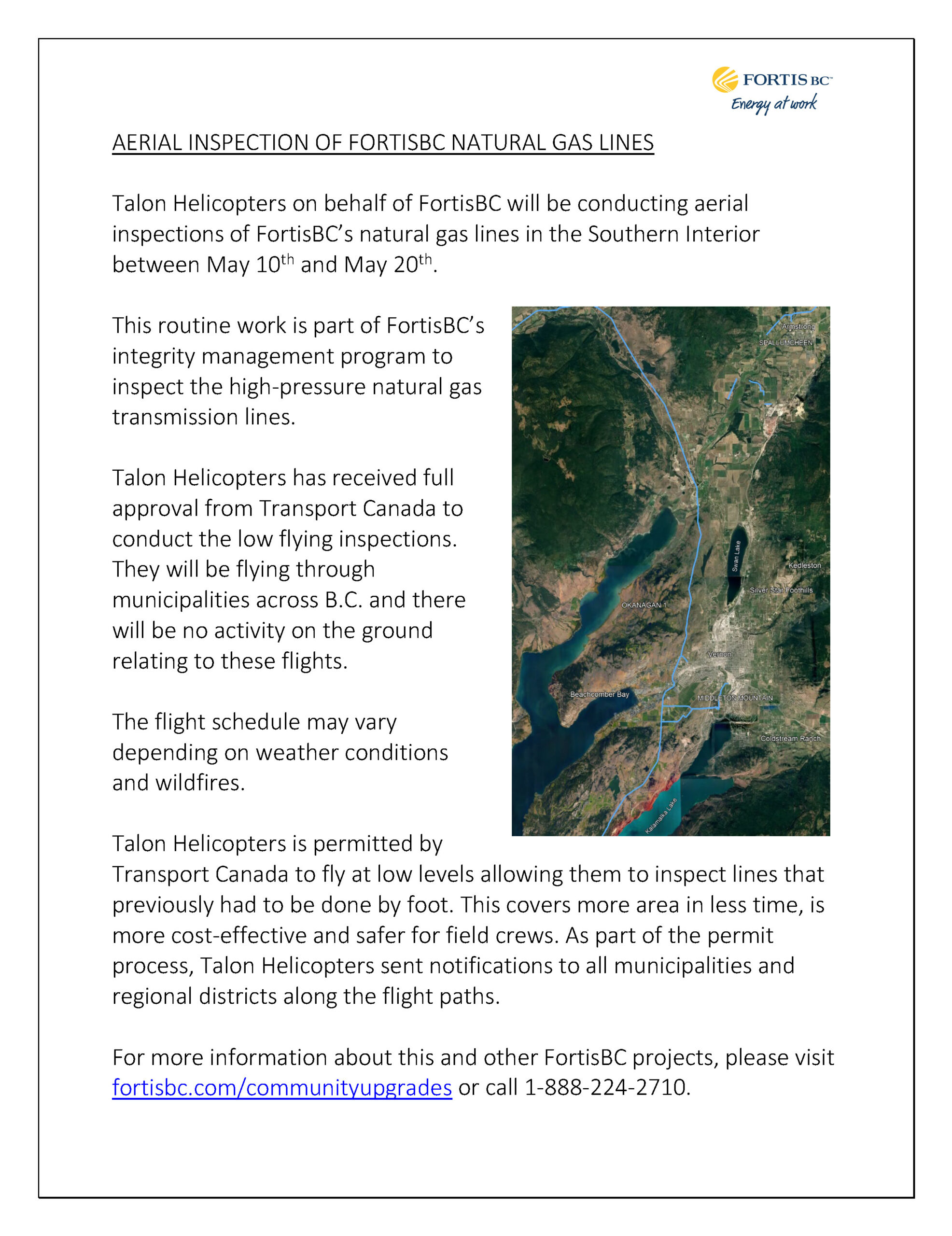 Notice of low level aerial survey flyover – Between May 10th to 20th