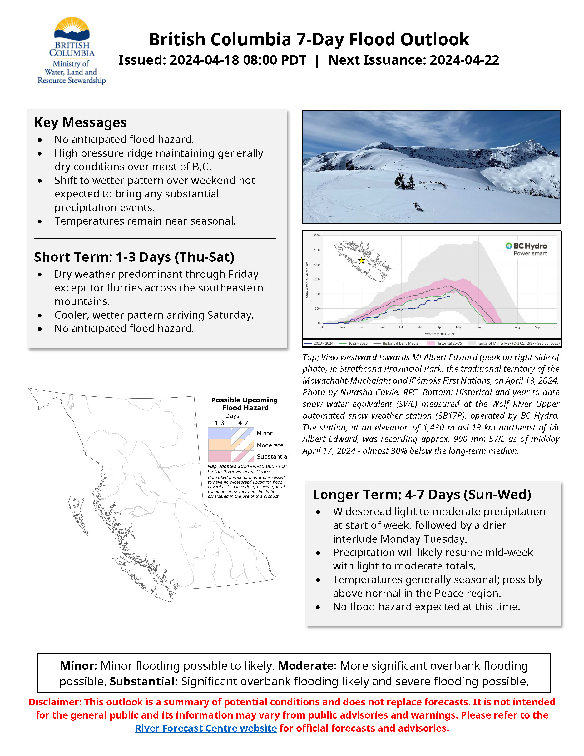 B.C. 7-Day Flood Outlook – April 18, 2024