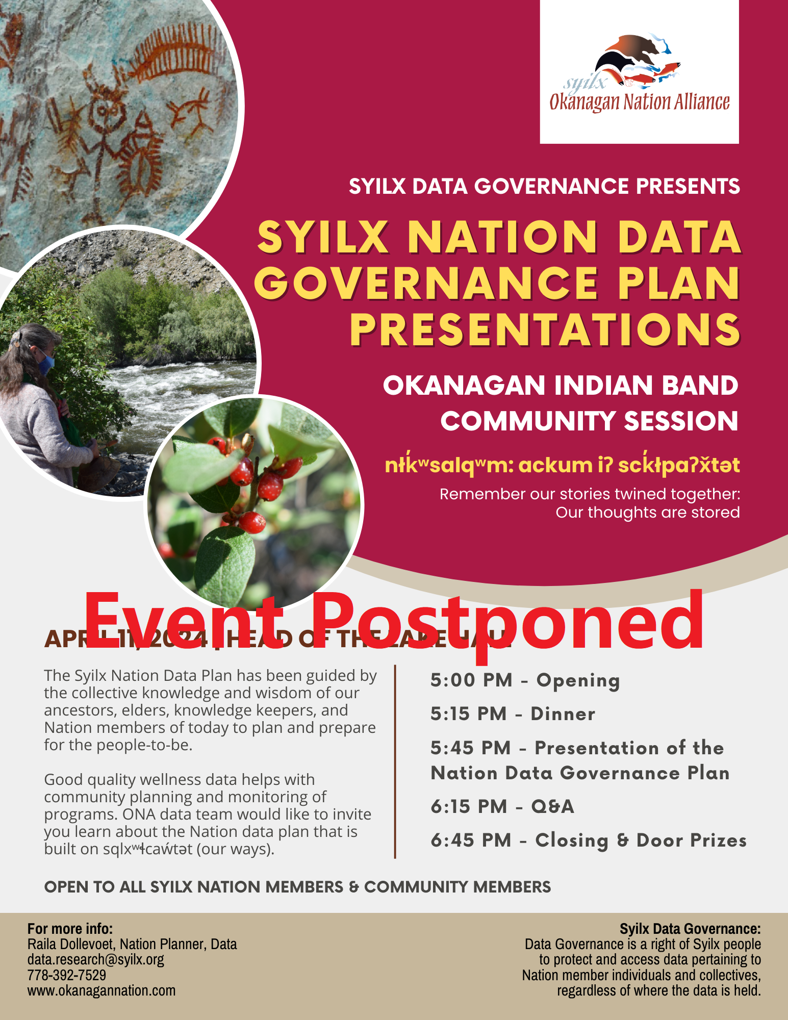 Syilx Data Governance meeting Postponed