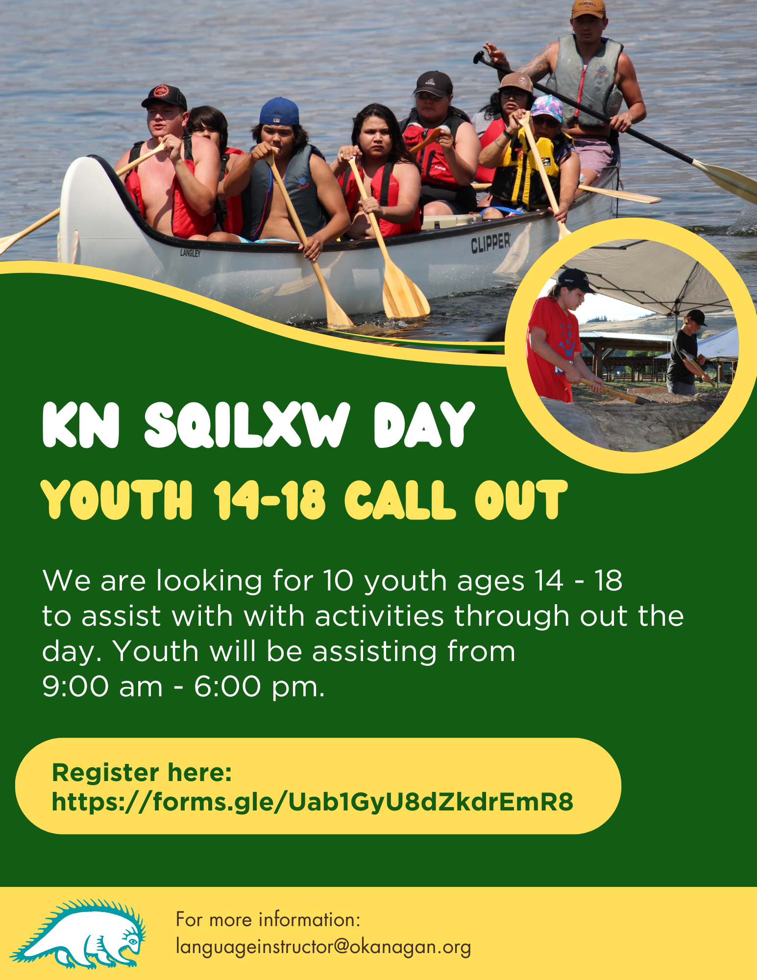 Call out for Youth Workers for Kn Sqilxw Day