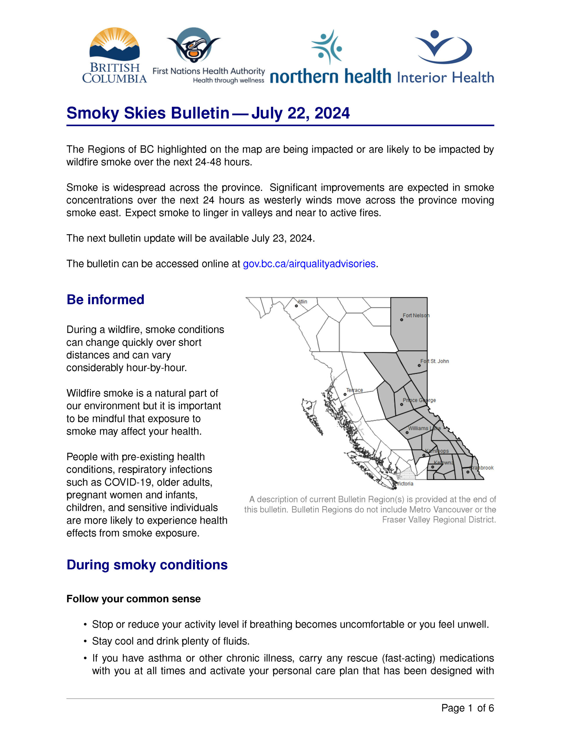 Air quality warning: Smoke