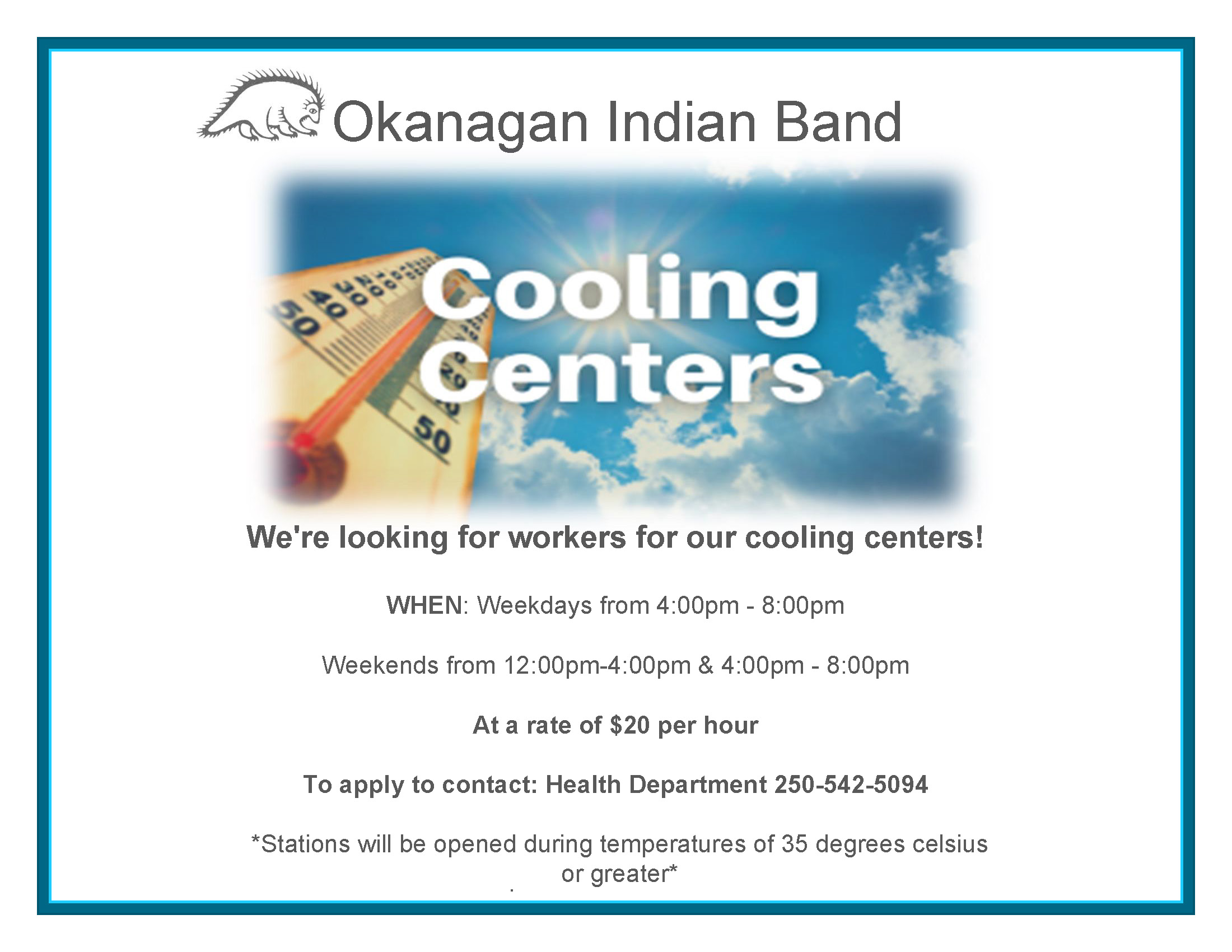 OKIB is looking for cooling center workers