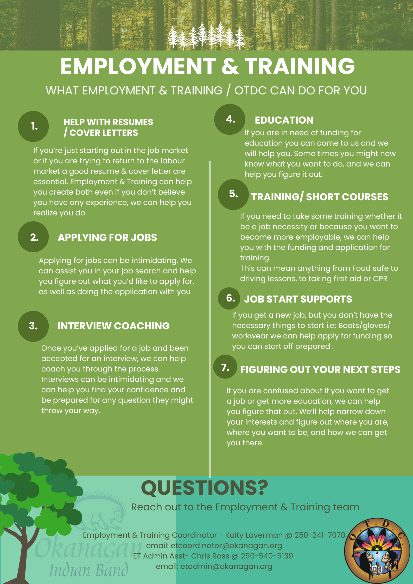 What can the Employment and Training team do for you?