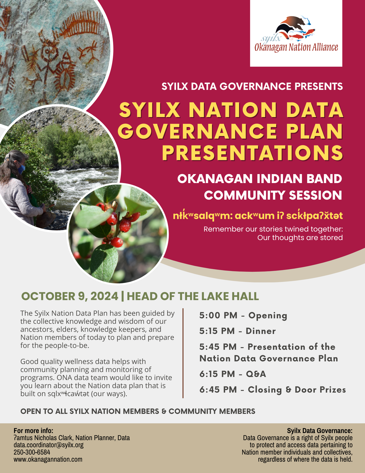 Reminder: Syilx Nation Data Governance Plan presentations