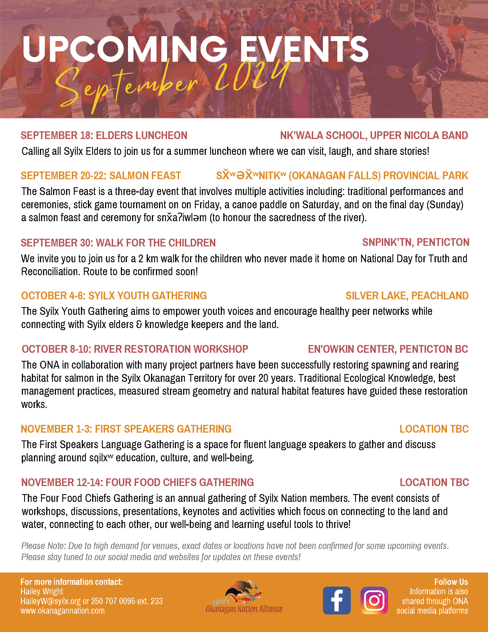 Upcoming Okanagan Nation Events for September