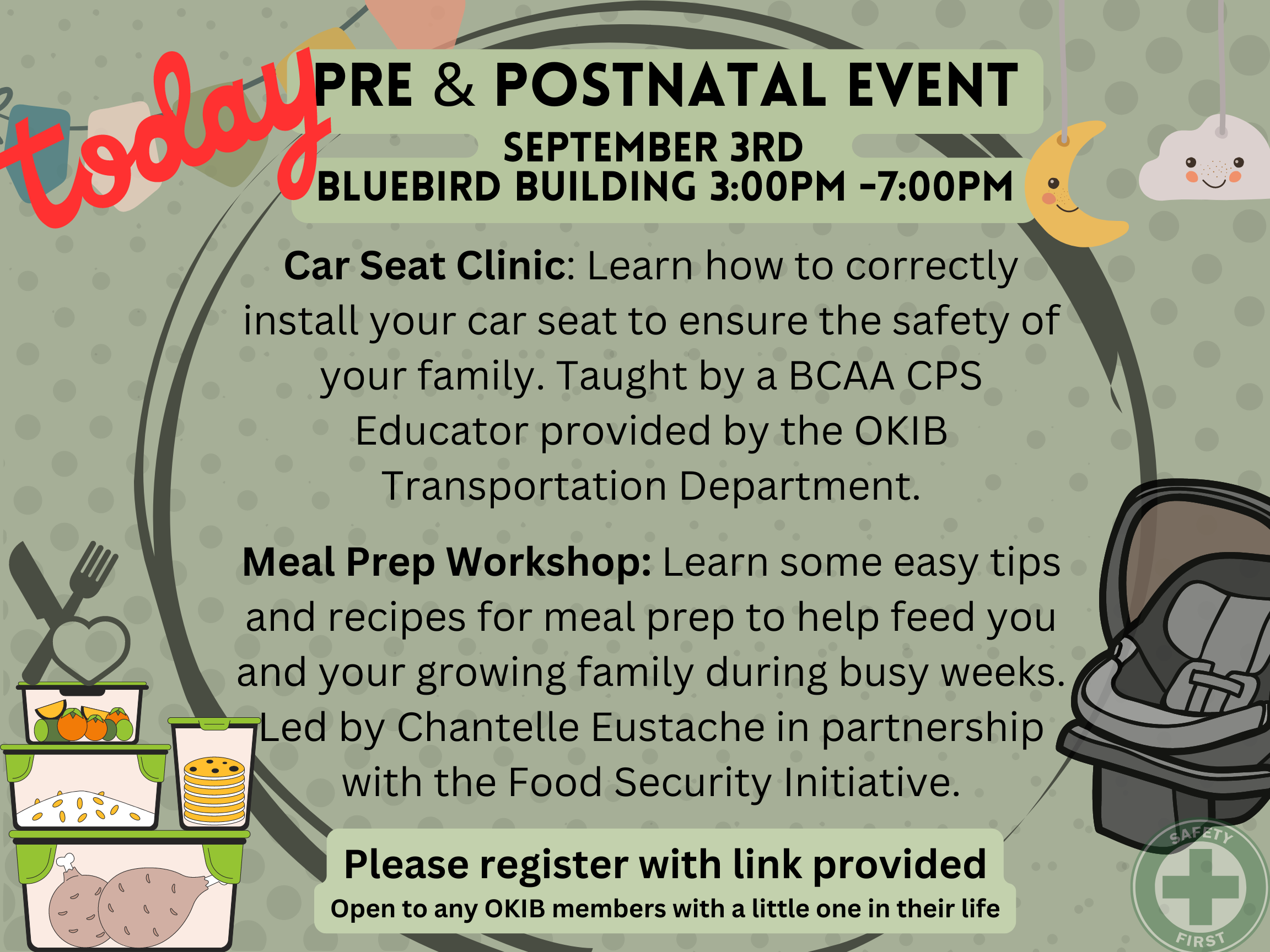 Reminder: Pre and Post Natal workshops event today