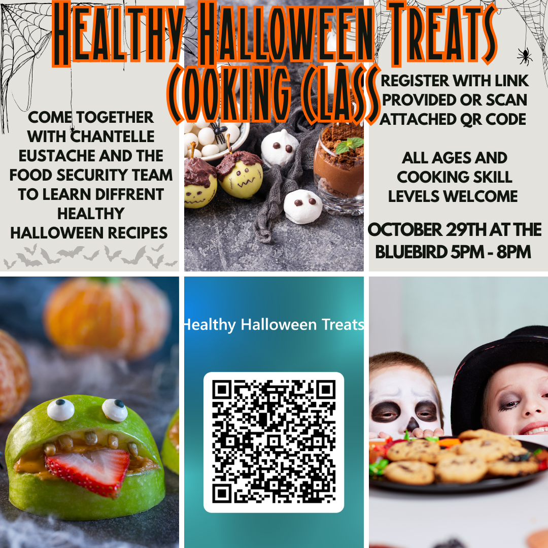 Healthy Halloween Treats cooking class – October 29th 5pm-8pm @Bluebird building