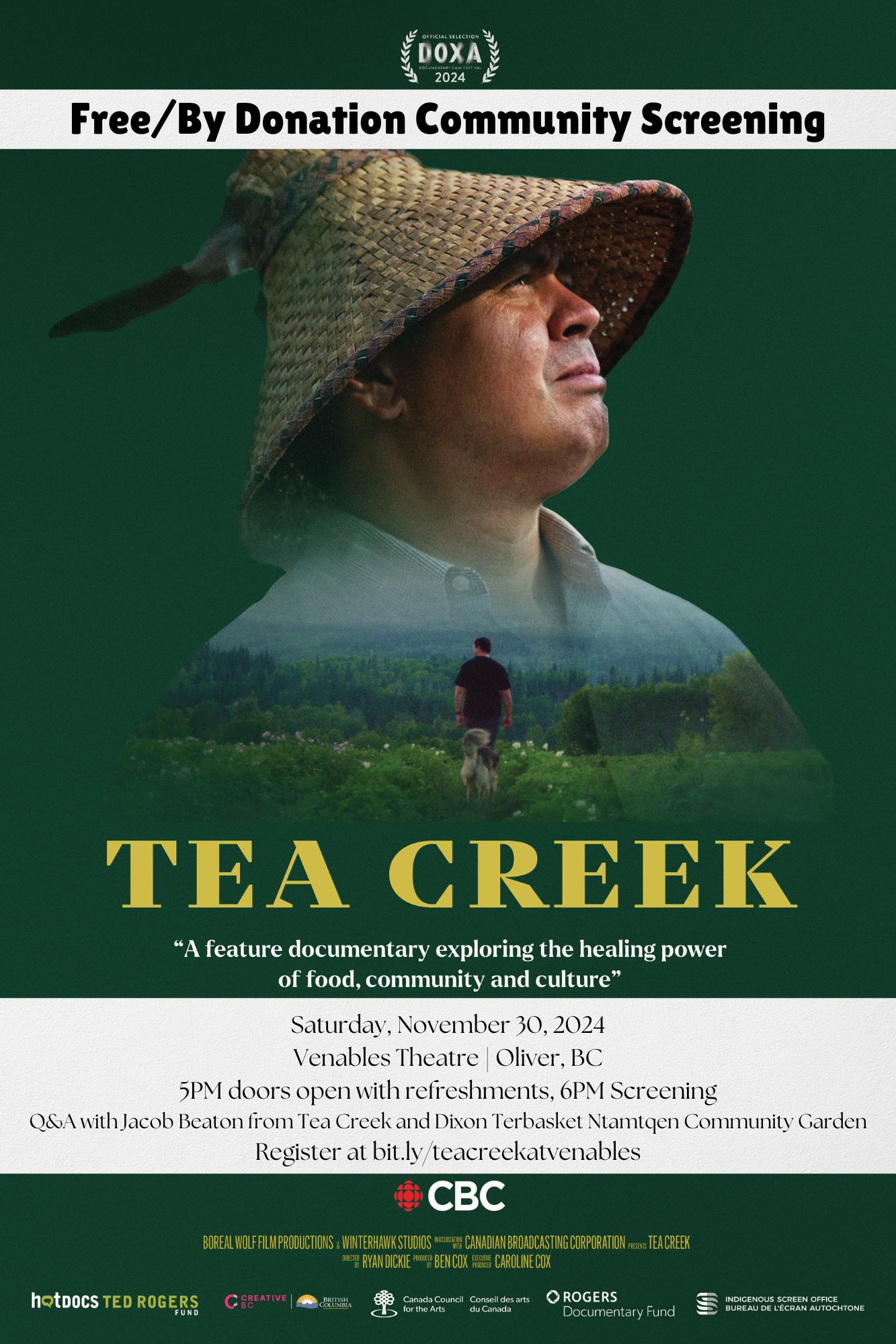 Free/By donation screening of ‘Tea Creek’ in Oliver BC