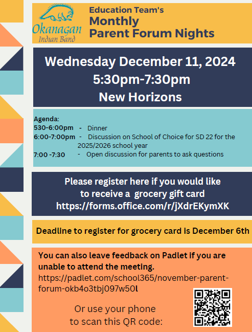 December monthly Parent Forum Night
