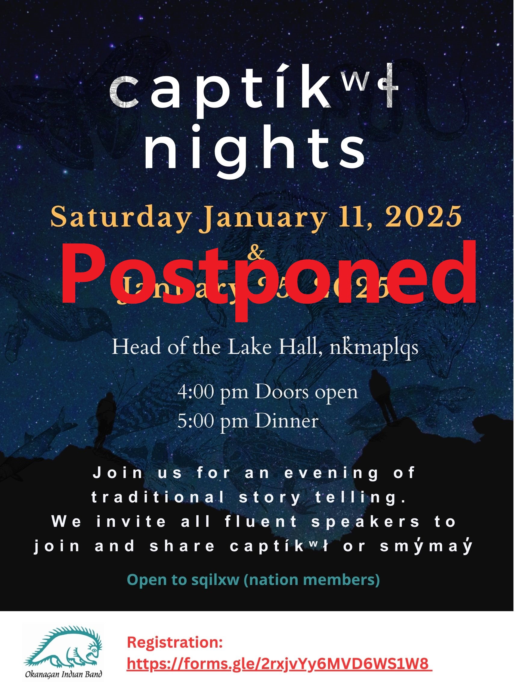 Captikwl nights postponed – January 25