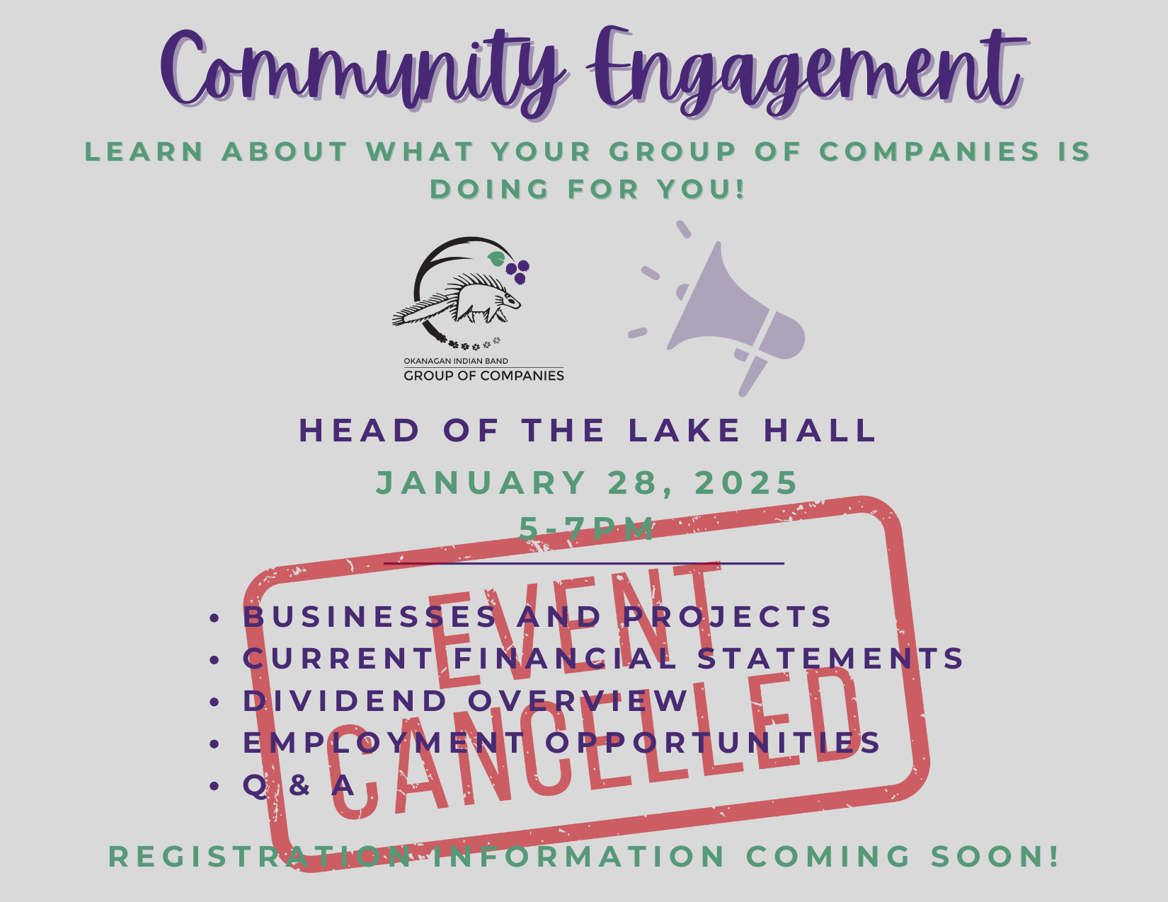 OKIB Group of Companies Community Engagement event cancelled