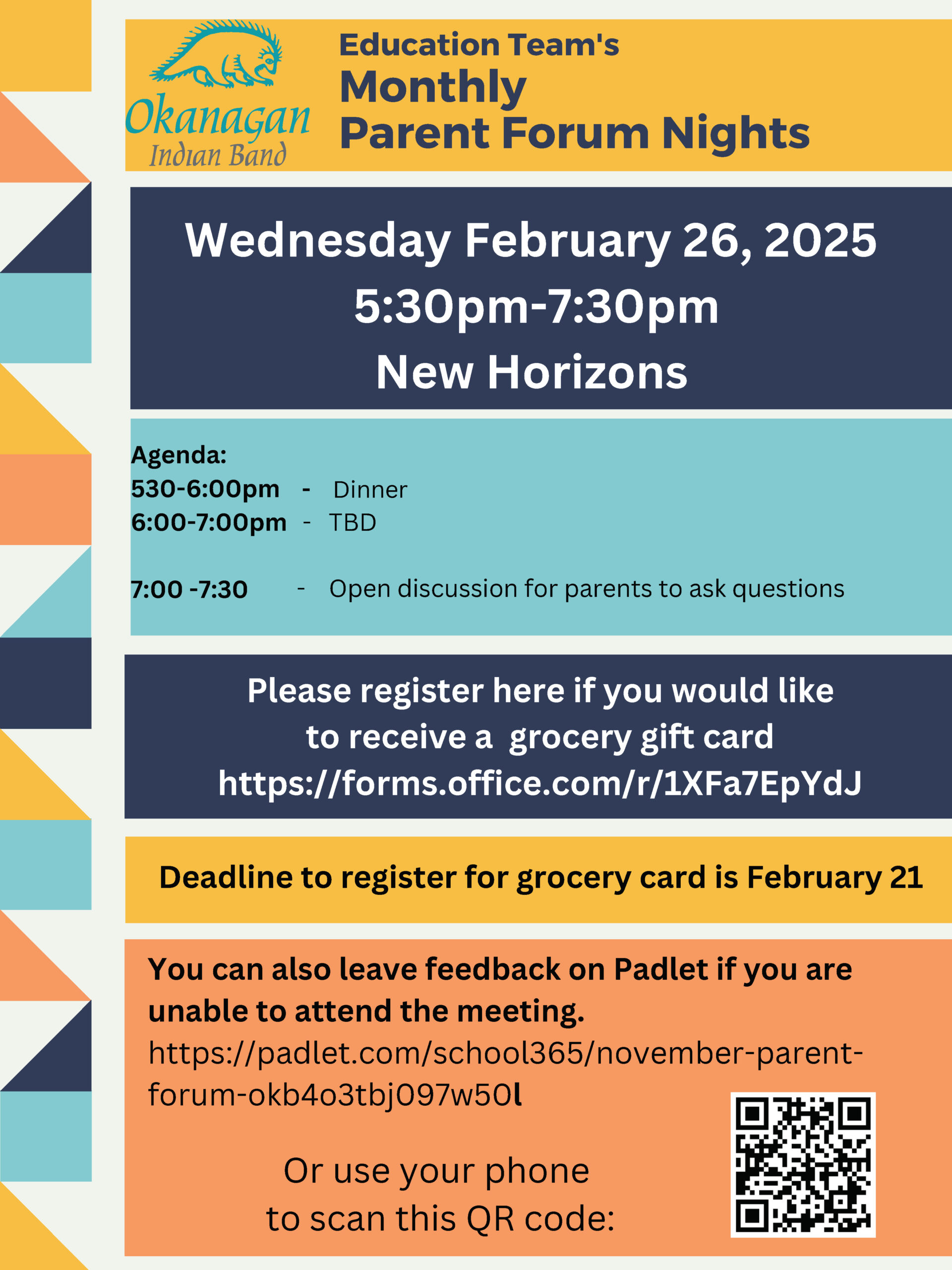 Happening tonight: Monthly Parent Forum night