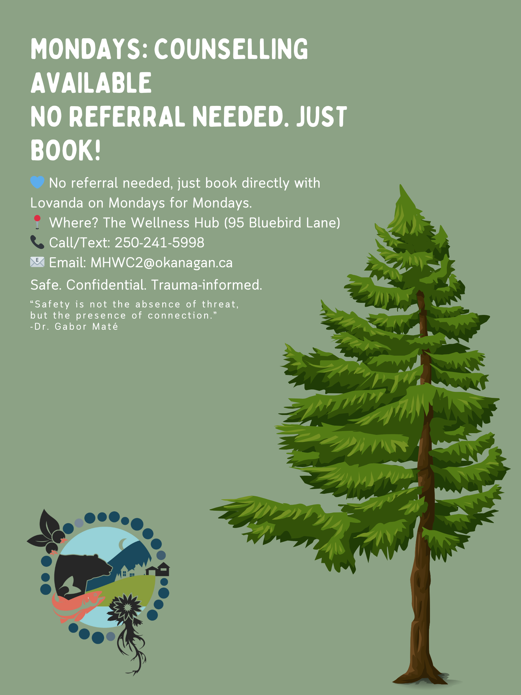 Counselling available on Mondays at the Wellness Hub