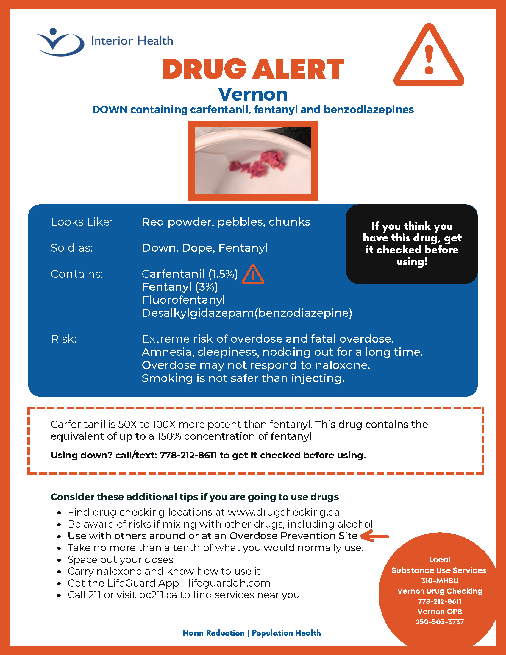 Drug Alert – Vernon area