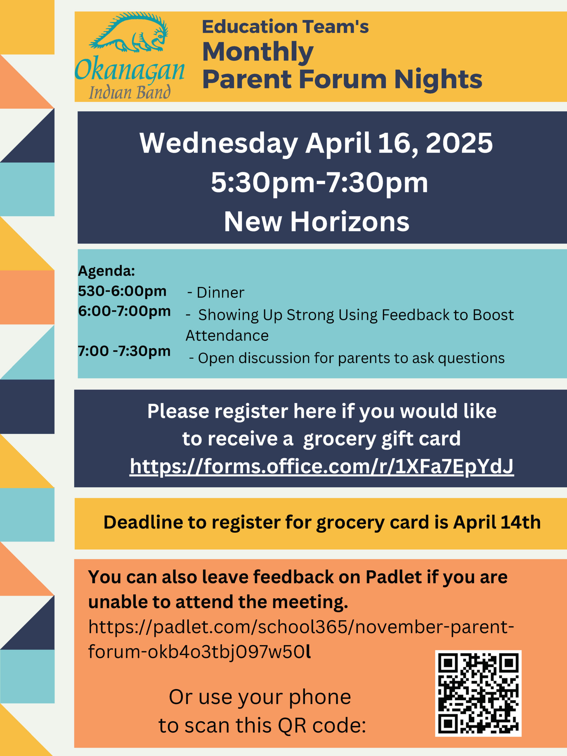 April monthly Parent Forum Night
