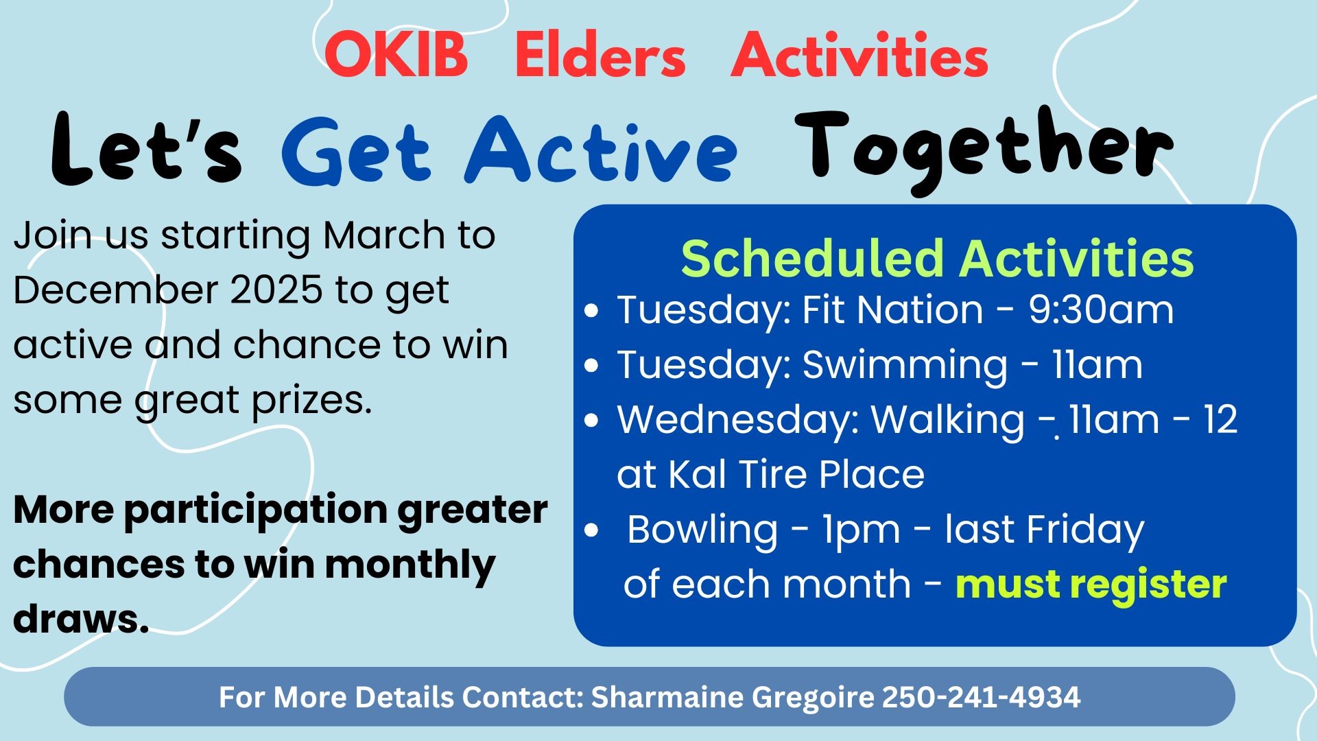 OKIB Elders Activities ‘Lets Get Active Together’ program update