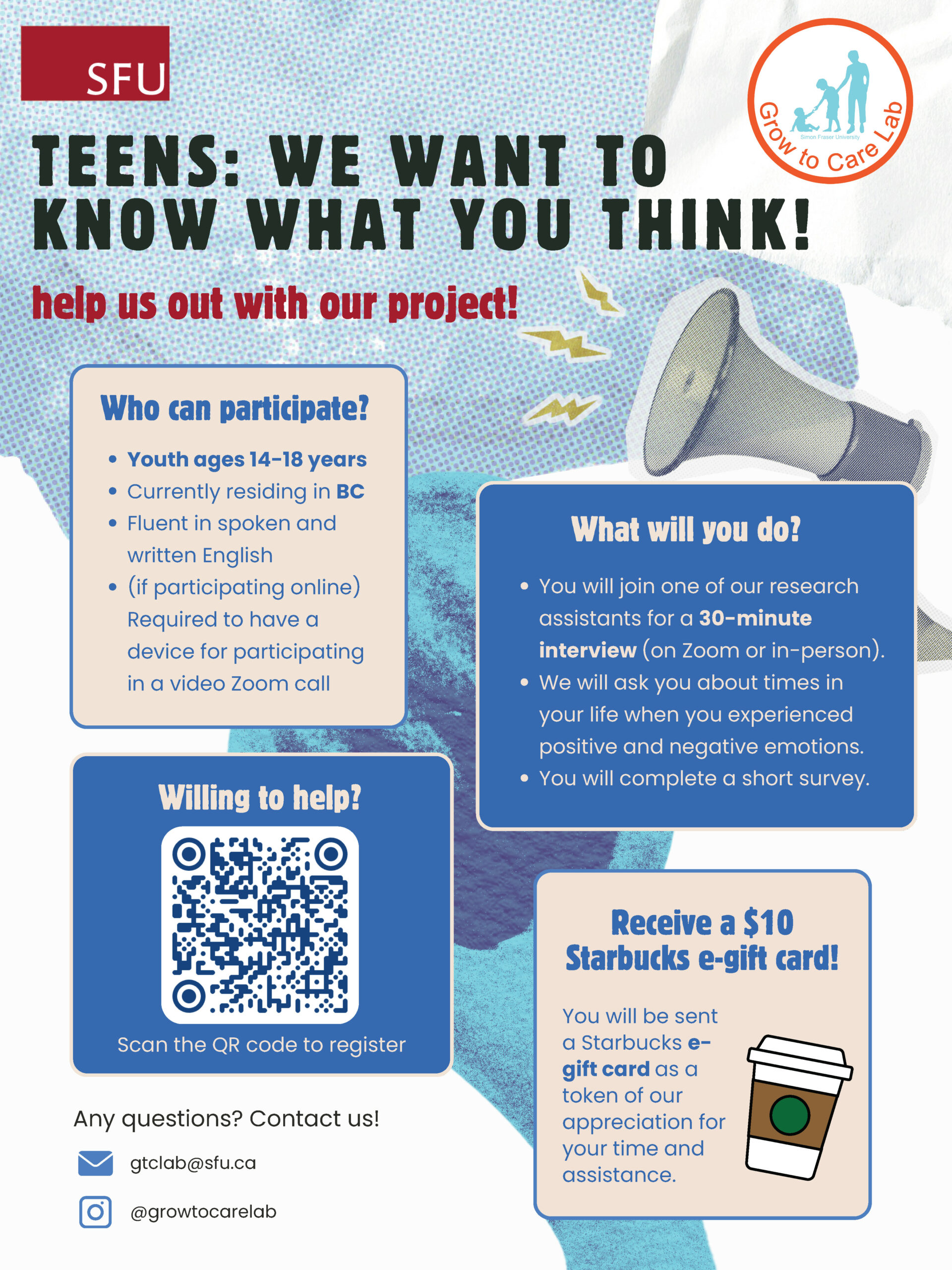 SFU study interview for youth