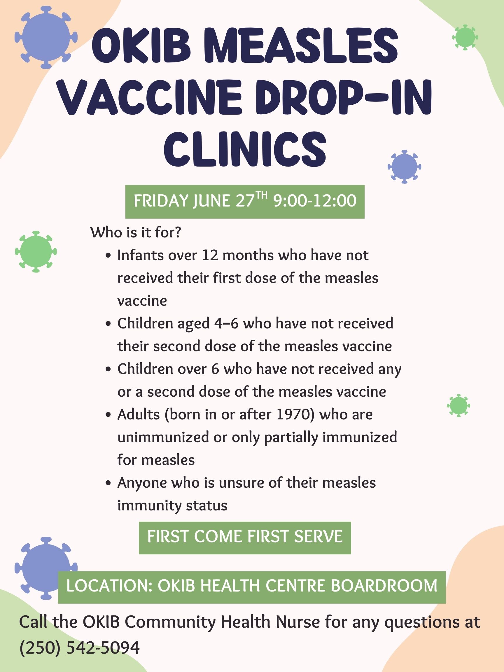 Happening tomorrow: OKIB measles vaccine drop-in clinics