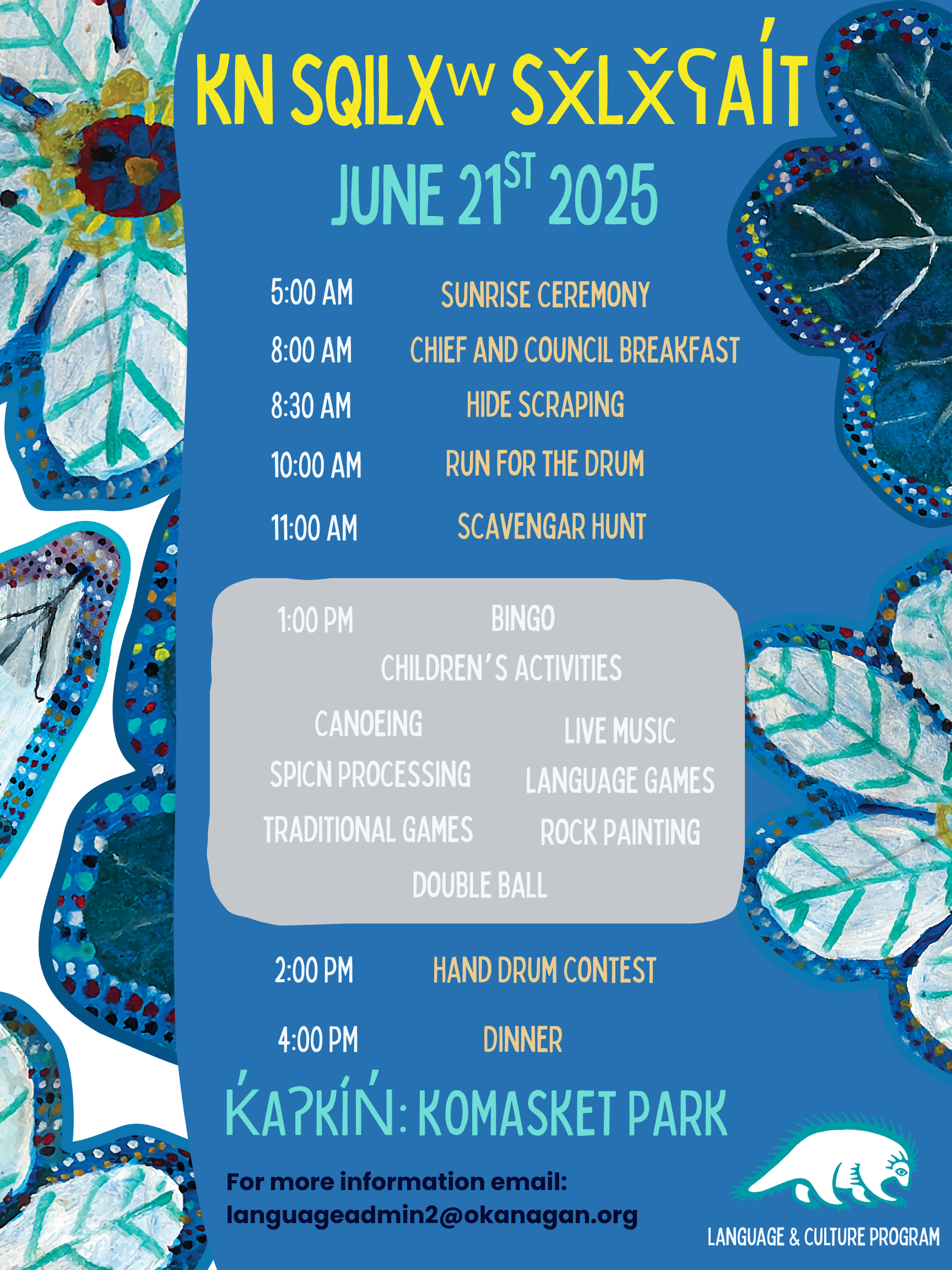 kn sqilxʷ sx̌lx̌ʕalt – kn sqilxw dayJune 21st @ Komasket Park