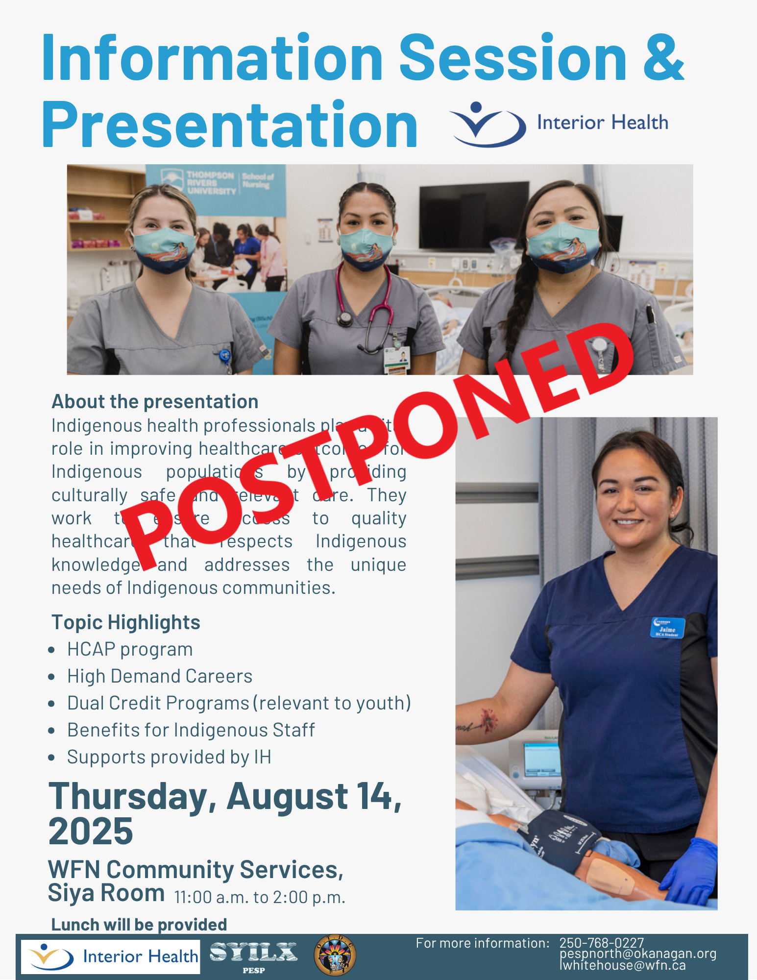 POSTPONED – Information Session and Presentation by Interior Health