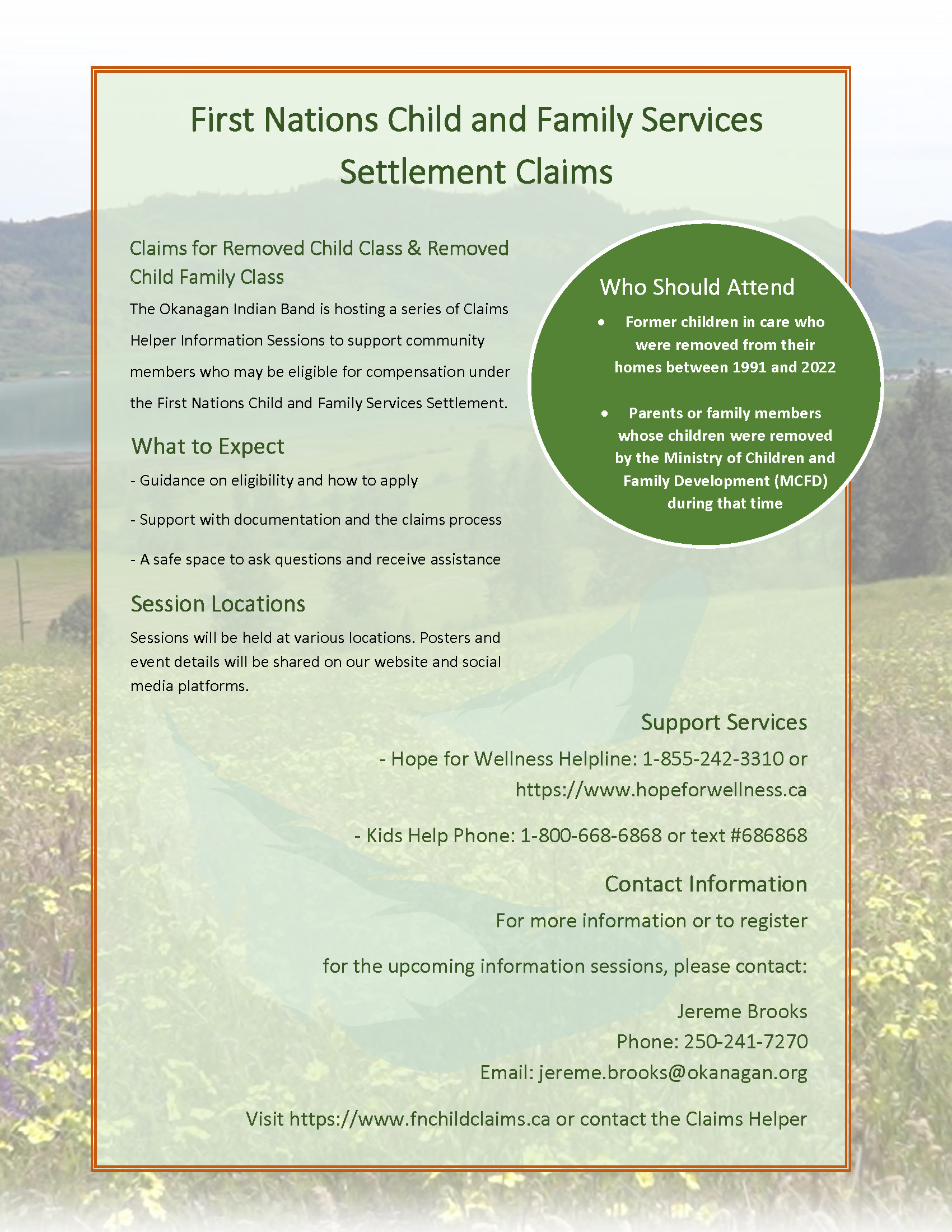 First Nations Child and Family Claims ‘Claim Helper’ Information sessions