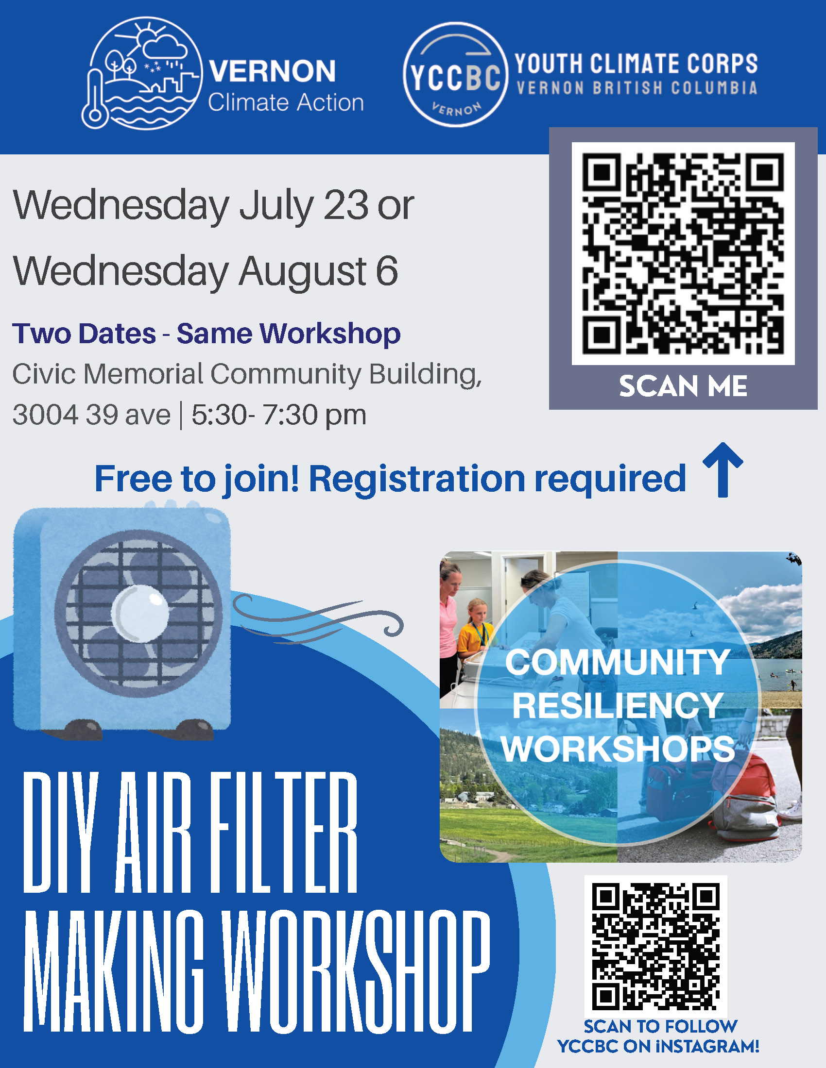 Air Filter workshop – August 6th 5:30pm – 7:30pm