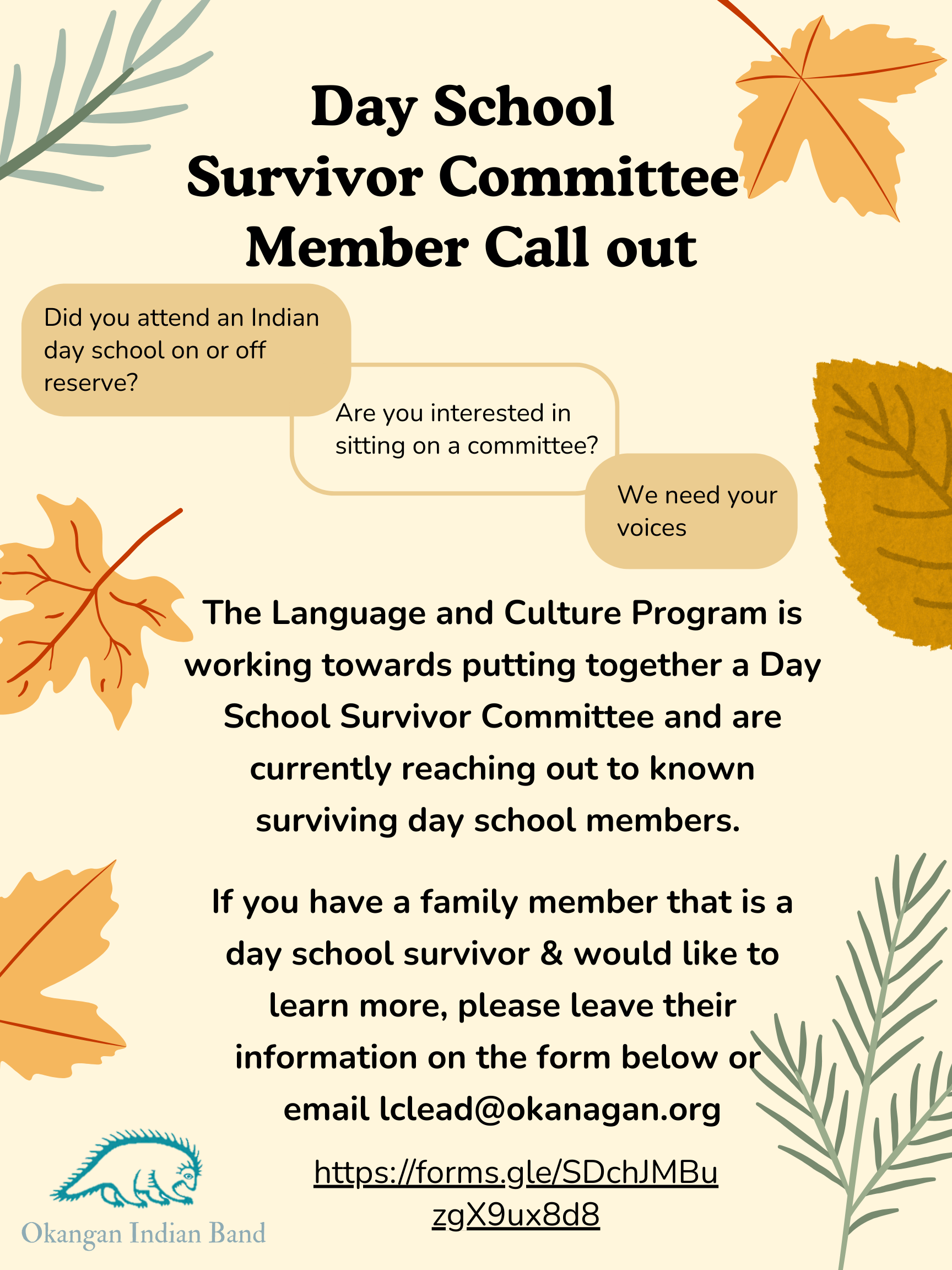 Day School Survivor Committee Member Call out