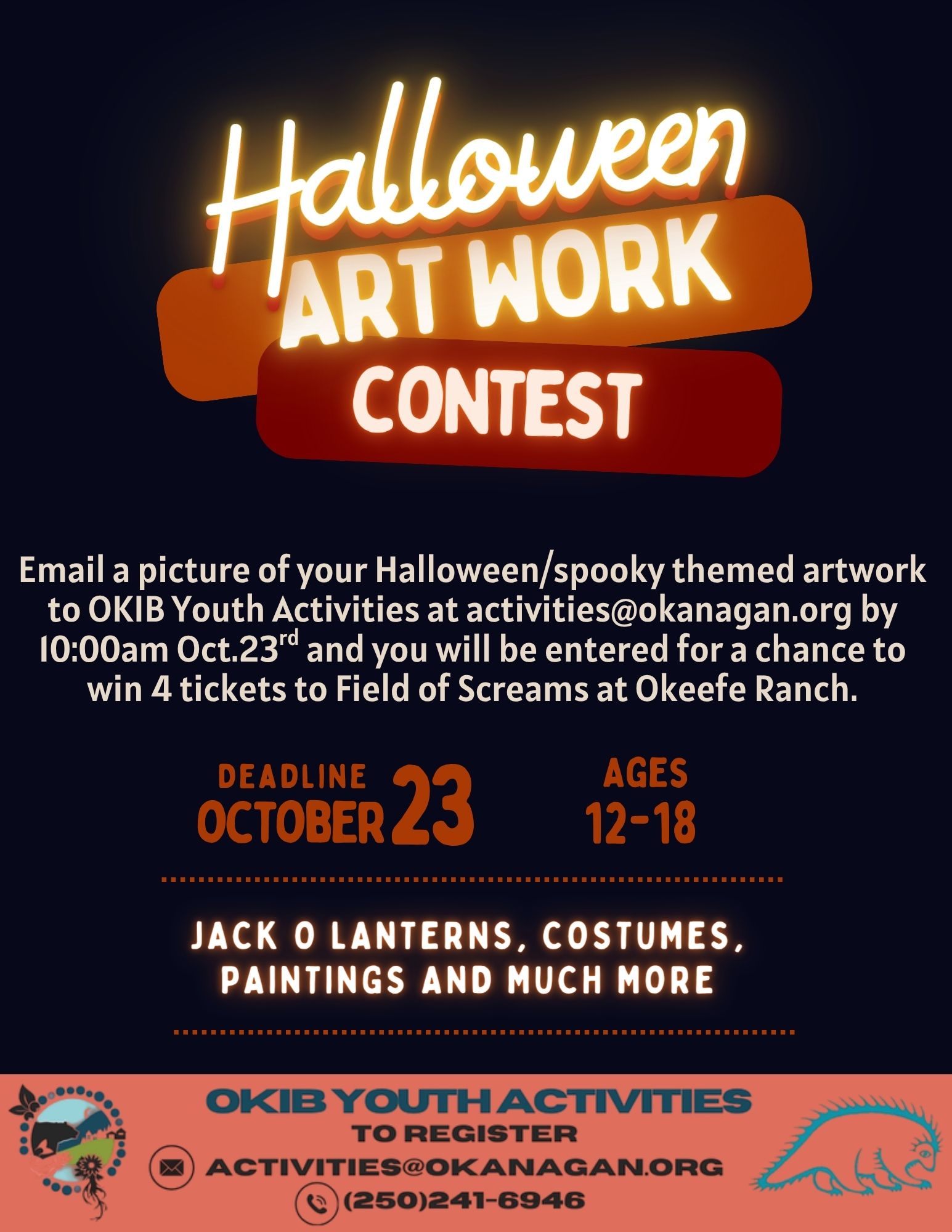Halloween Art Contest – Field of Screams ticket prize