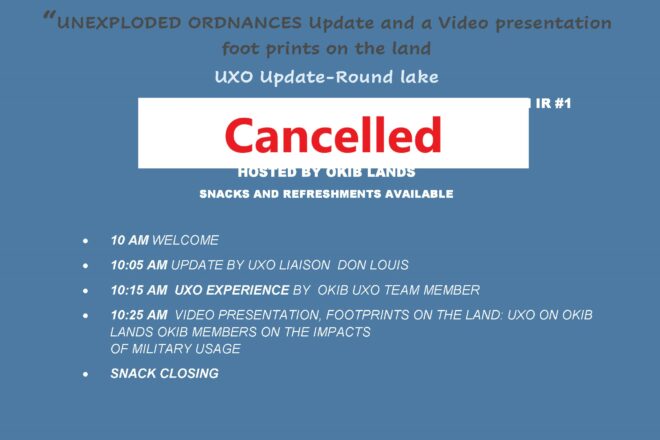 Jan 29th UXO update cancelled