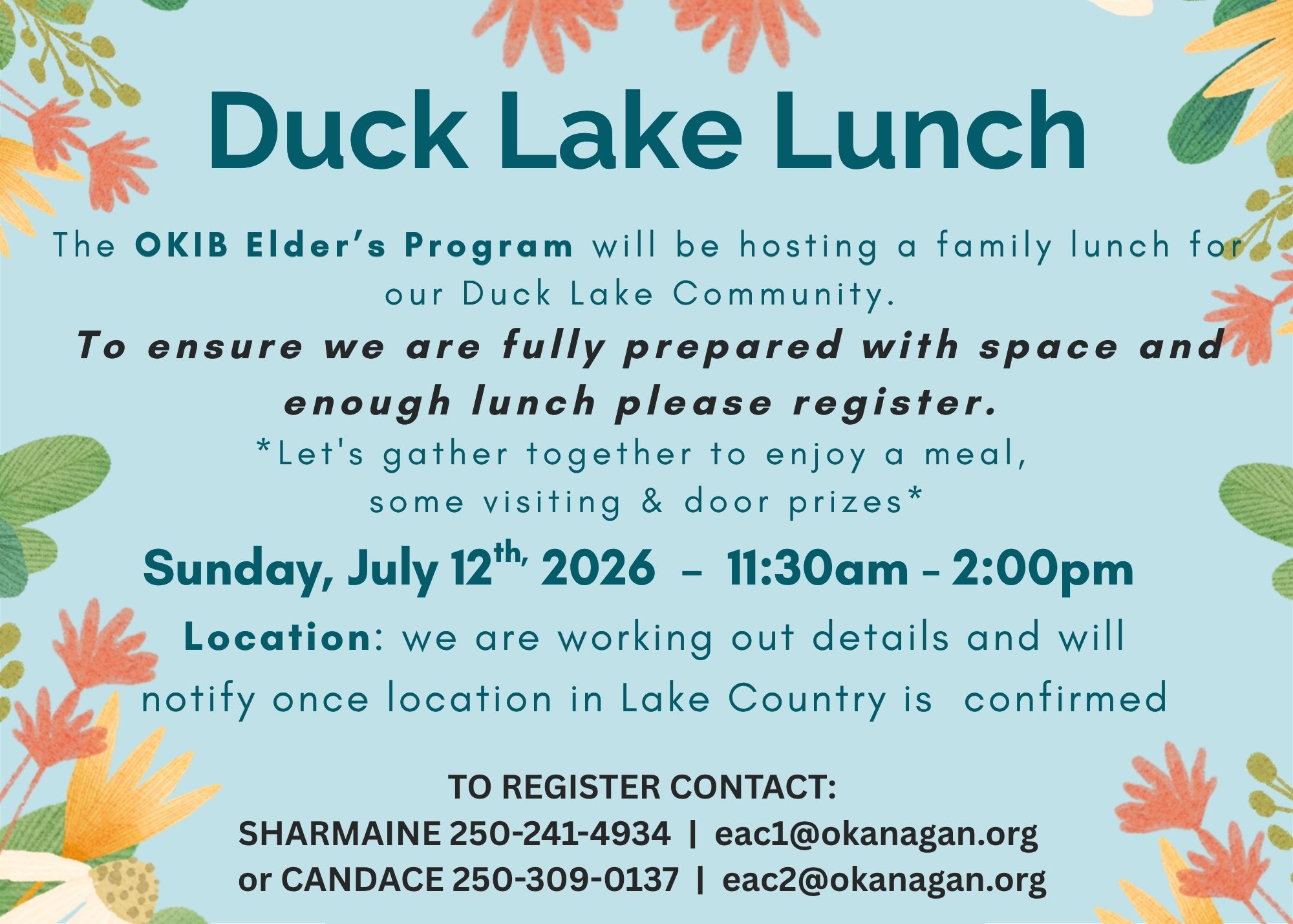 2026 07 12 Duck Lake Community Lunch