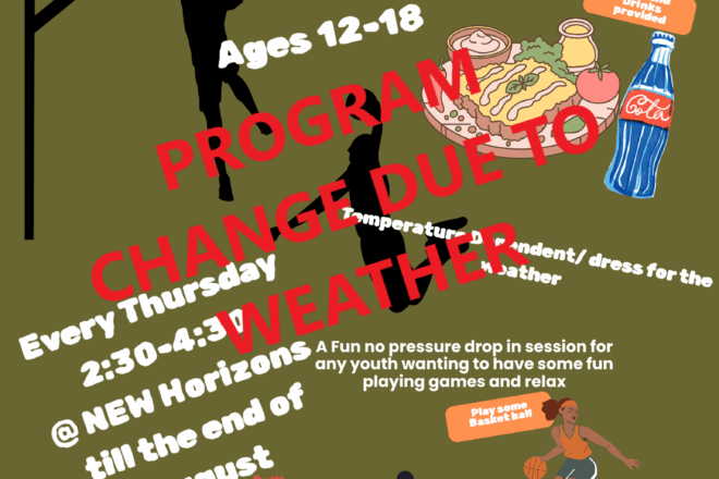 Youth Drop-in Thursdays – Change of activity due to Heat/Smoke