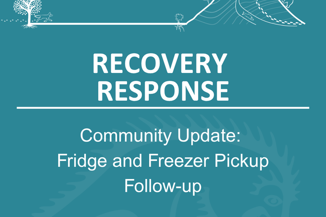 Community Update: Fridge and freezer pickup follow-up