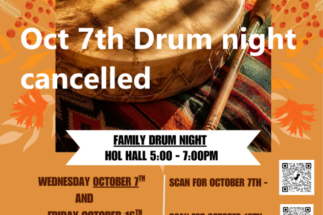 October 7th Family Drum Night Cancelled